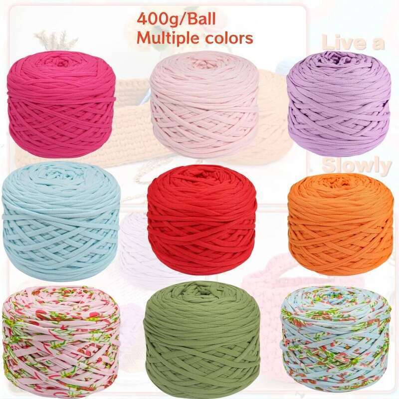 400g/Pc Thick Knitting T Shirt Yarn Elastic Fabric Cloth for Hand DIY Bag Blanket Cushion Crocheting Projects
