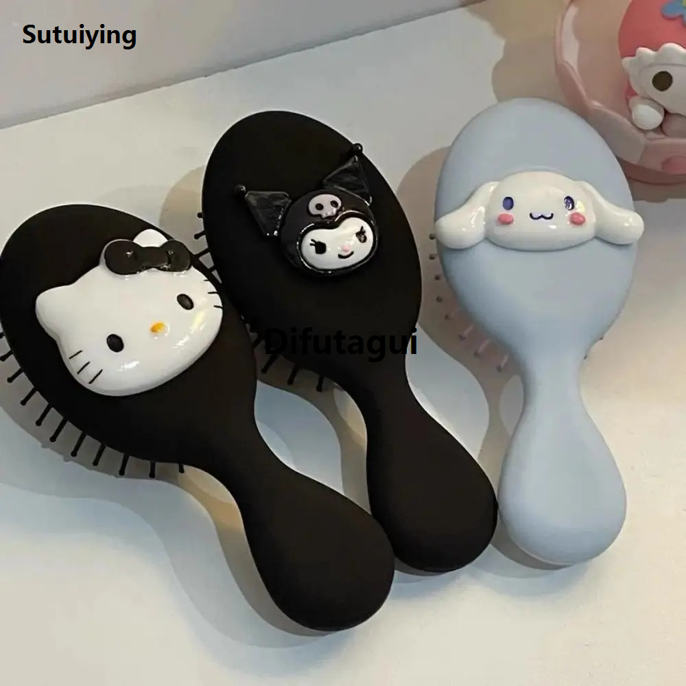 Difutagui Sanrio Kuromi Cinnamoroll Air Cushion Comb Hello Kitty Air Cushion Luxury 2025 Comb Kawaii Hello Kitty Y2k Things Black Portable Combs Girls