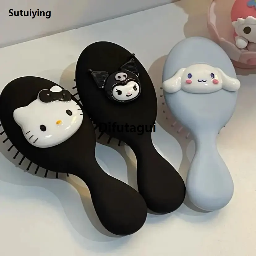 Difutagui Sanrio Kuromi Cinnamoroll Air Cushion Comb Hello Kitty Air Cushion Luxury 2025 Comb Kawaii Hello Kitty Y2k Things Black Portable Combs Girls