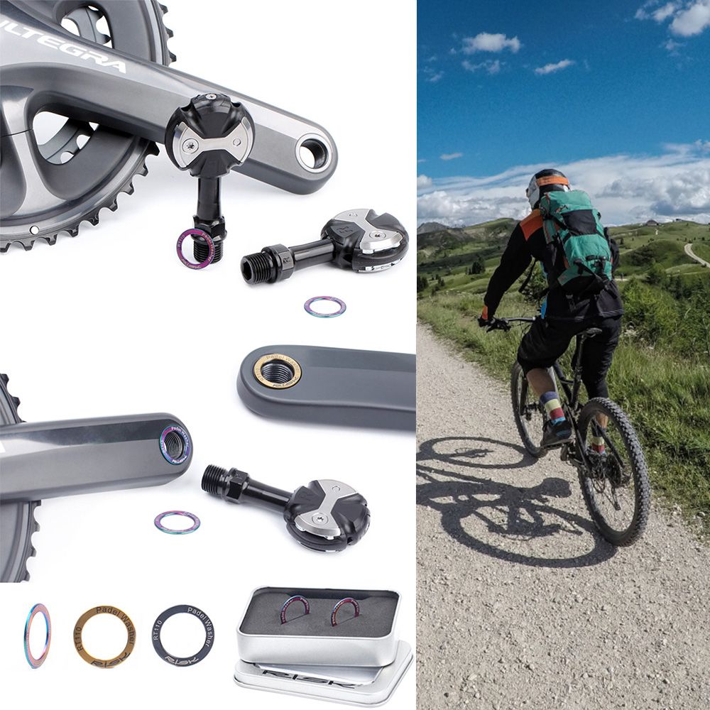2Pcs Rustproof Waterproof Titanium Alloy Pedal Repair Washers Bike Pedal Washers Road Bike Parts Pedal Spacer