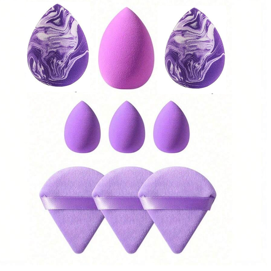 New 9 PCS 3 salmon beauty egg velvet triangle setting powder puff mini beauty tool blender travel beauty tool