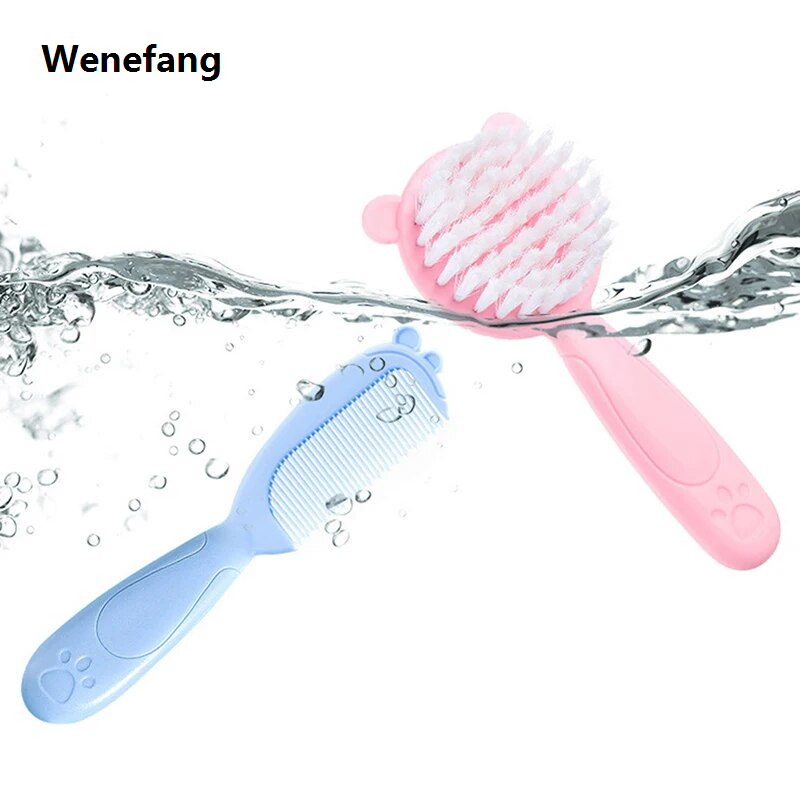 Wenefang 2Pcs/Set Cute Kids Baby Small Hair Brush and Comb Set for Newborns Toddlers Baby Brush Soft Bristles Baby Hair Care Gift