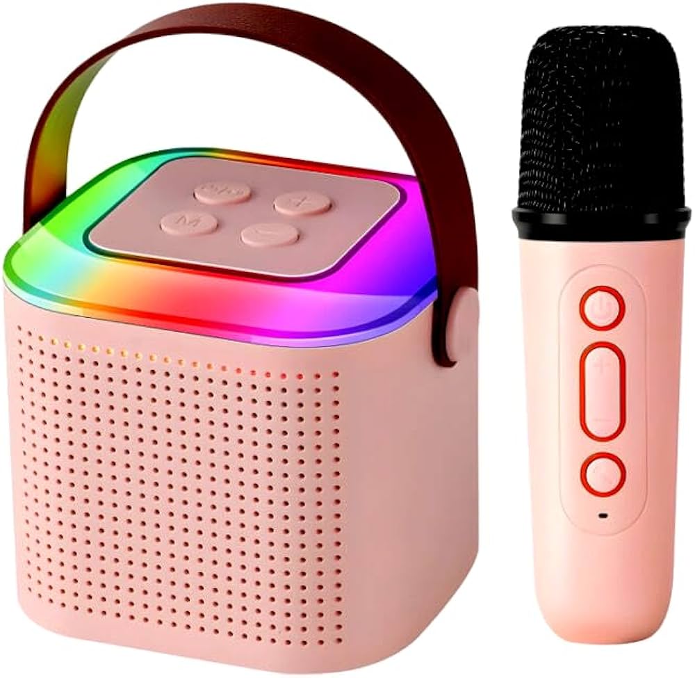 Smars Mini Bluetooth wireless Karaoke Speaker with one Microphone, Portable Speaker Set for Home Outdoor Entertainment and Kids Family Entertainment