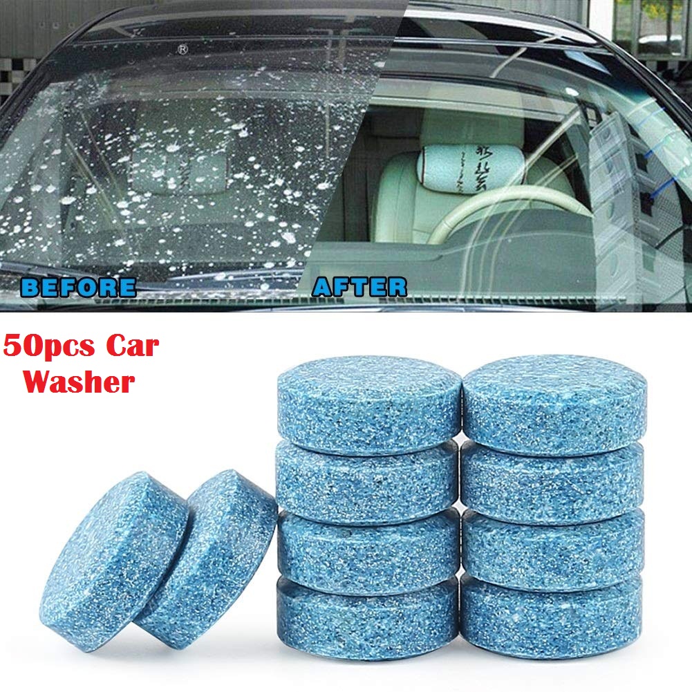 50 Pieces Car Effervescent Washer Car Windshield Glass Concentrated Washer Tablets Cleaning Tablets Solid Wiper