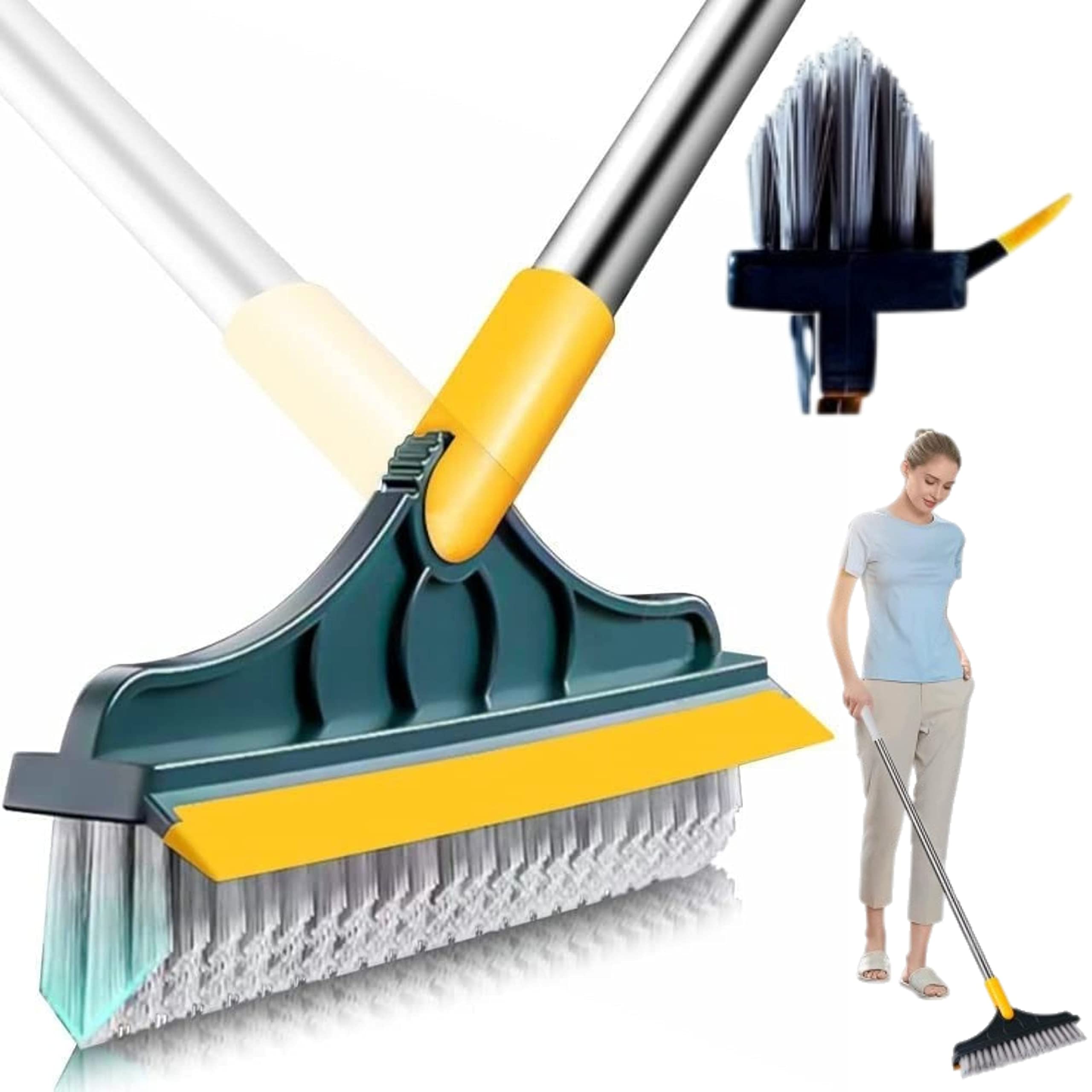 Bathroom Cleaning Brush with Wiper 2 in 1 Tiles Cleaning Brush