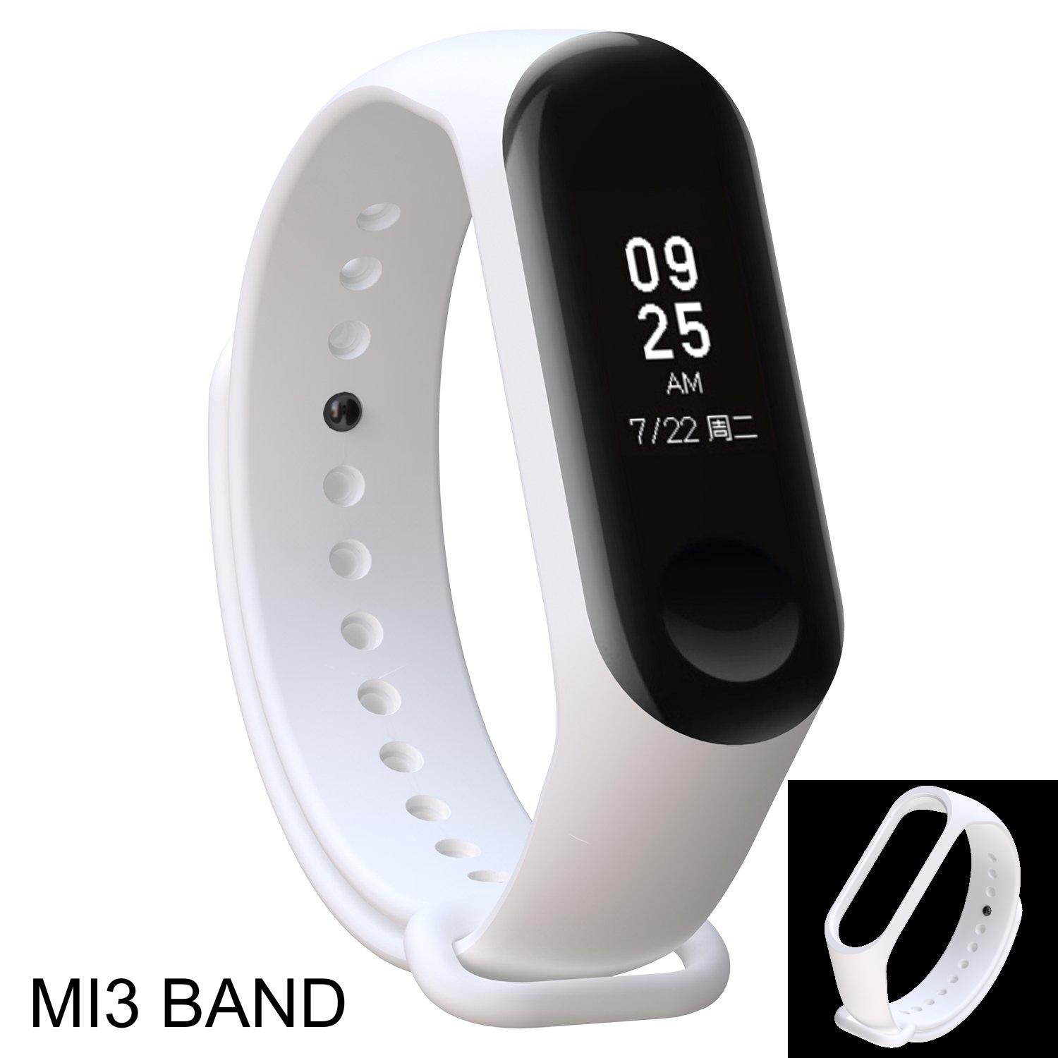 Straps For Mi3 Bracelet Silicone Rubber Wristband Wrist Band ( White )