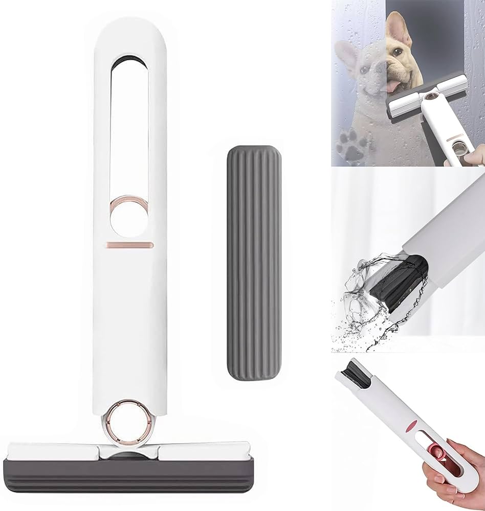 Mini Mop Portable Self-Squeeze Small Mop, Self Squeezing Mini Mop with Quickie Mop Head, Portable Mini Mop for Bathroom Kitchen Desktop Glass and Car Window