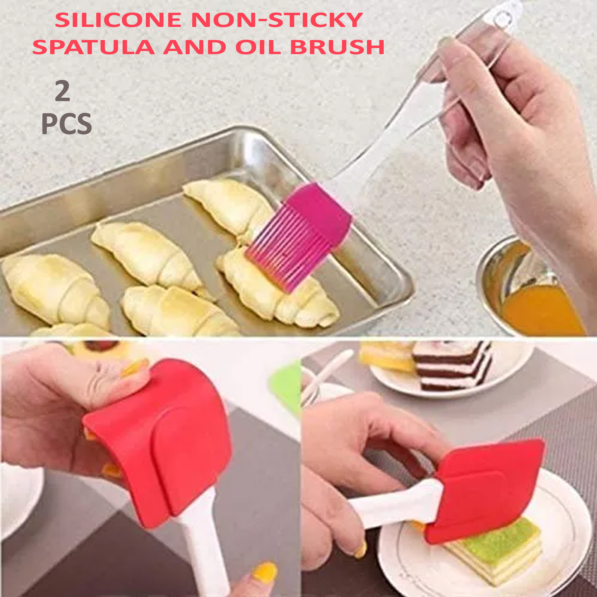 Multipurpose Silicone Spatula And Oil Brush | Nonstick Reusable Dishwasher Safe Silicone Spatula & Oil Brush