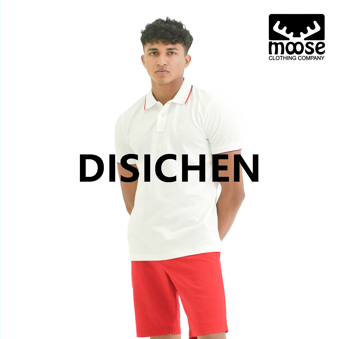 DISICHEN Moose Men’s Minimal Stripe Polo T-Shirt - Powder White Fashion