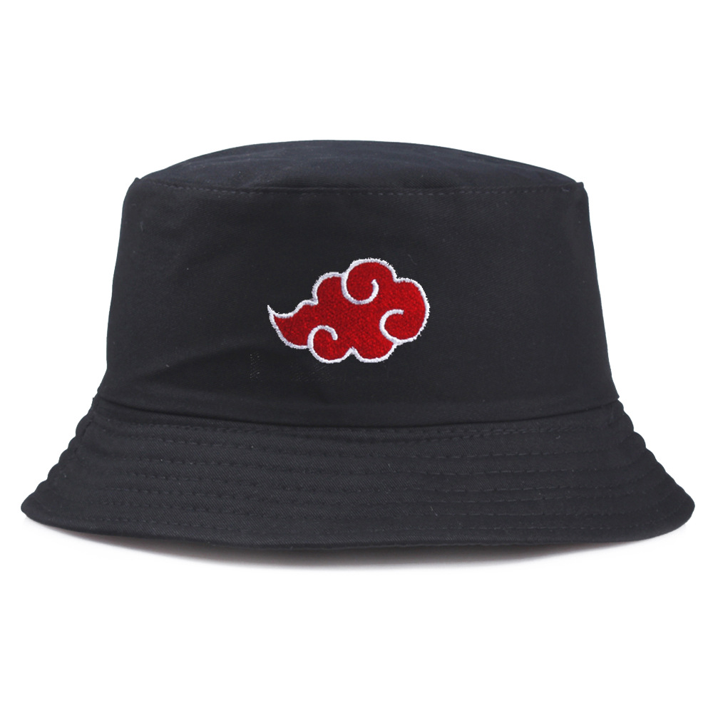 Naruto Anime Reversible Akatsuki & Hidden Leaf Village Symbol Unisex Black Bucket Hat
