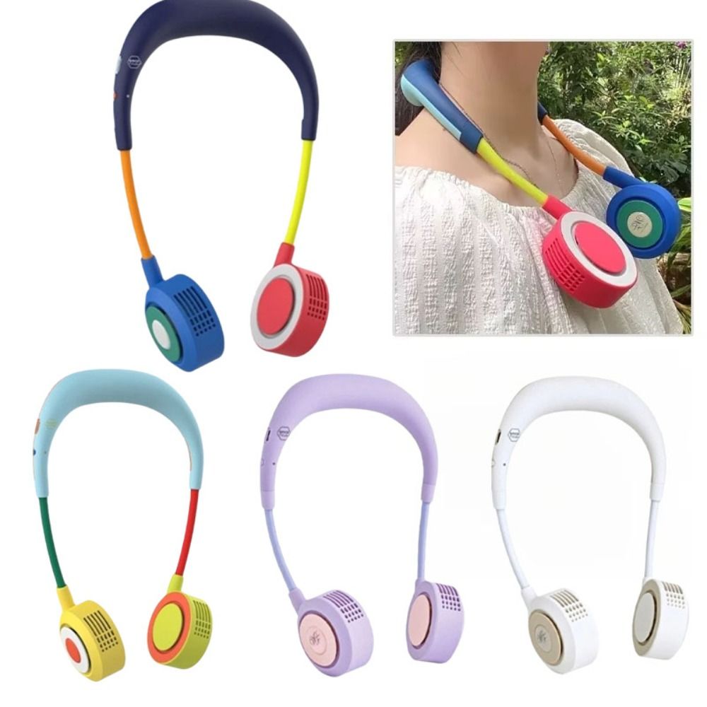 Personal Cooling Foldable Design Bladeless Neck Fan Low Noise Operation Lightweight Construction Rechargeable Fan Powered 360° Cooling Hanging Neck Fan Summer Cooling