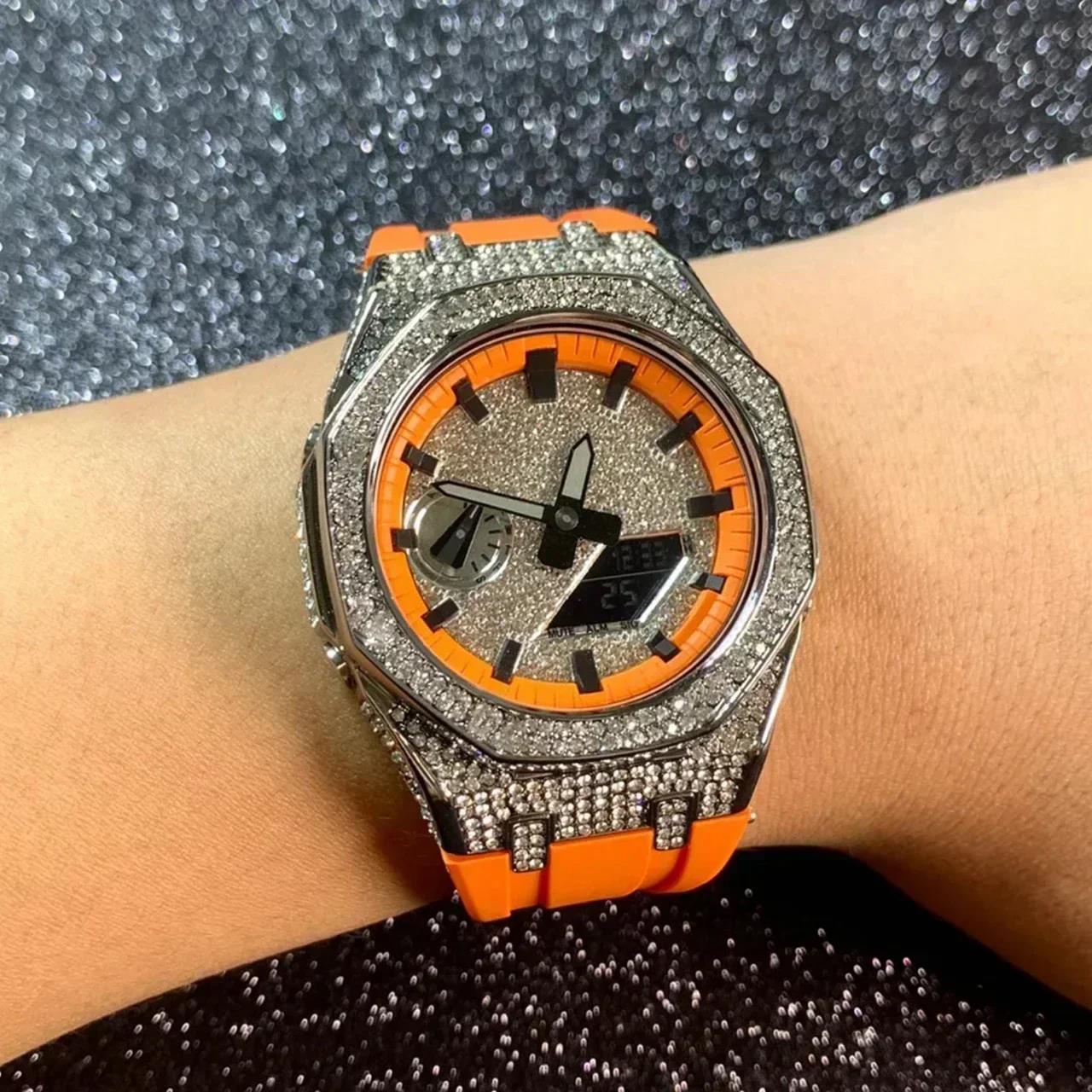 HOT Luxury Diamond Watch Dial For GA2100 GA2100 DIY Watch Mod kit Dial Scale For GA-2100 GA2110 Modification Watch Parts Accessories