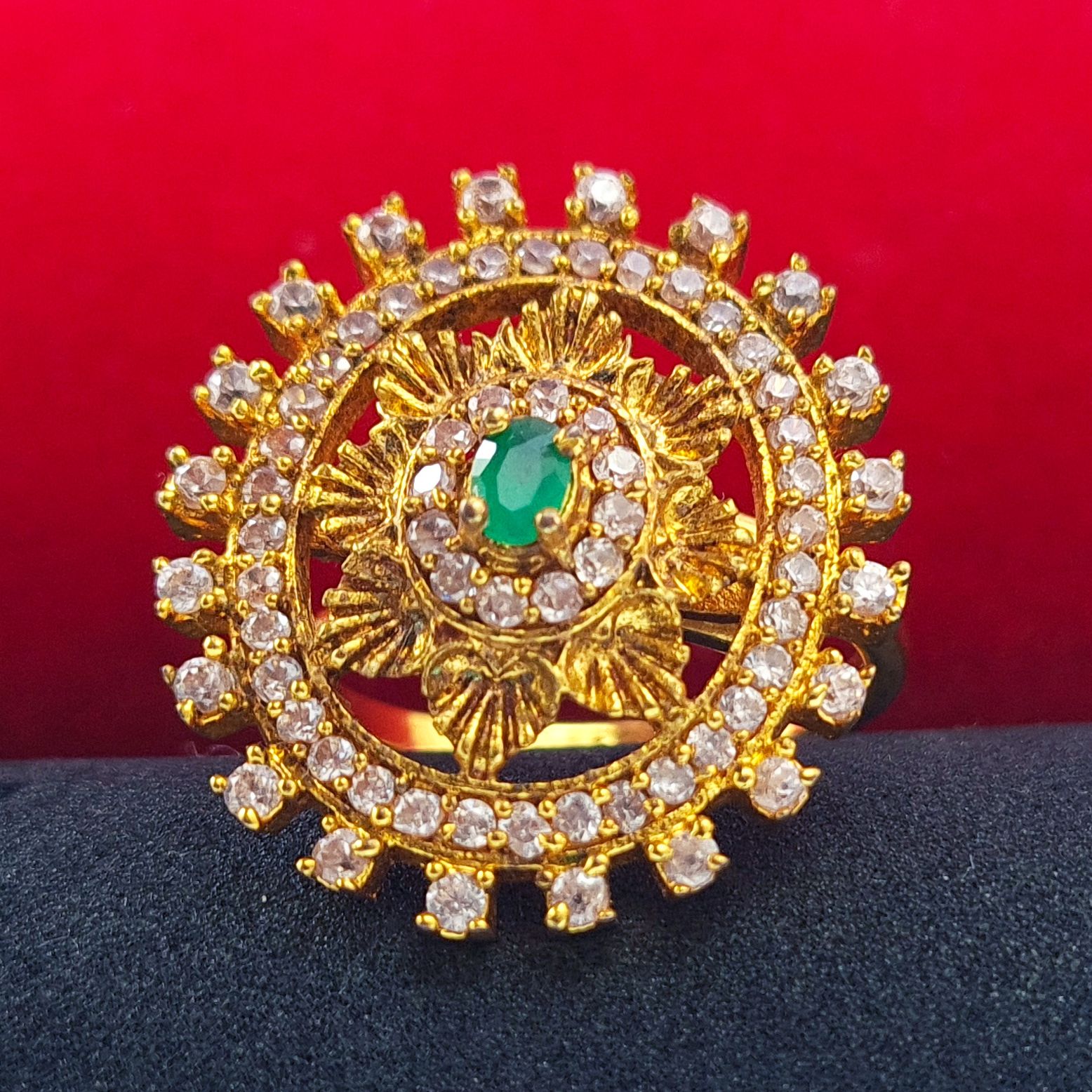Stone Studded Ring Panchadhatu Ring For Girls |Ad Stone Ring CZ Ring Zircon Ring Design For Women Dhatu Ring For Married Women White Stone Ring Diamond Design Ring Attractive Ring For Engagement Ring Finger Jewellery For Finger Accessories Hand Decoration