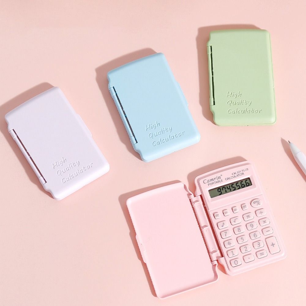 New 8 Digits Mini Flip Calculator Silicone Button Candy Color Student Stationery Portable Lightweight School Supplies School
