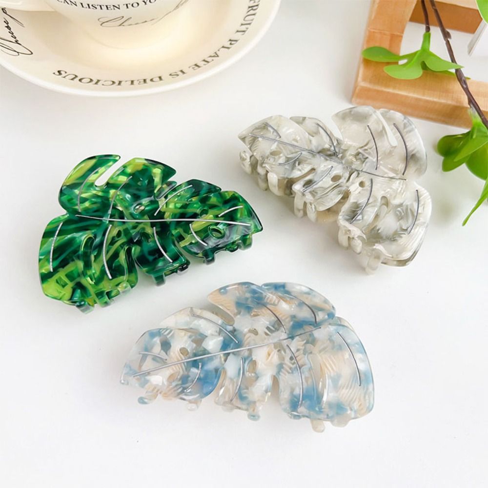Cute Green Leaves Hair Claws Hairpin Geometry Acetate Hair Clip Headwear Hair Grab Female