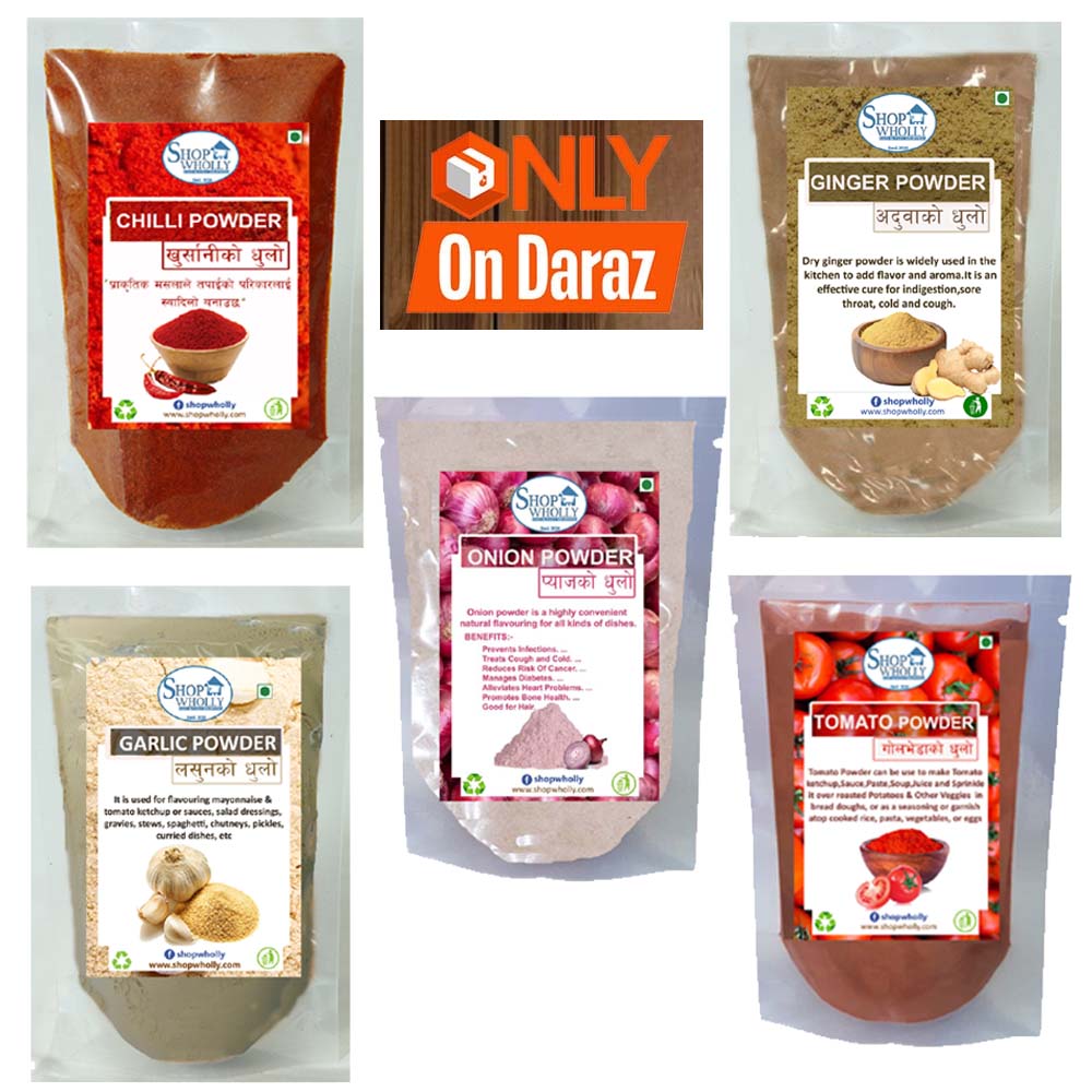 Combo Pack Of Onion, Tomato, Garlic, Ginger & Red Chilly Powder
