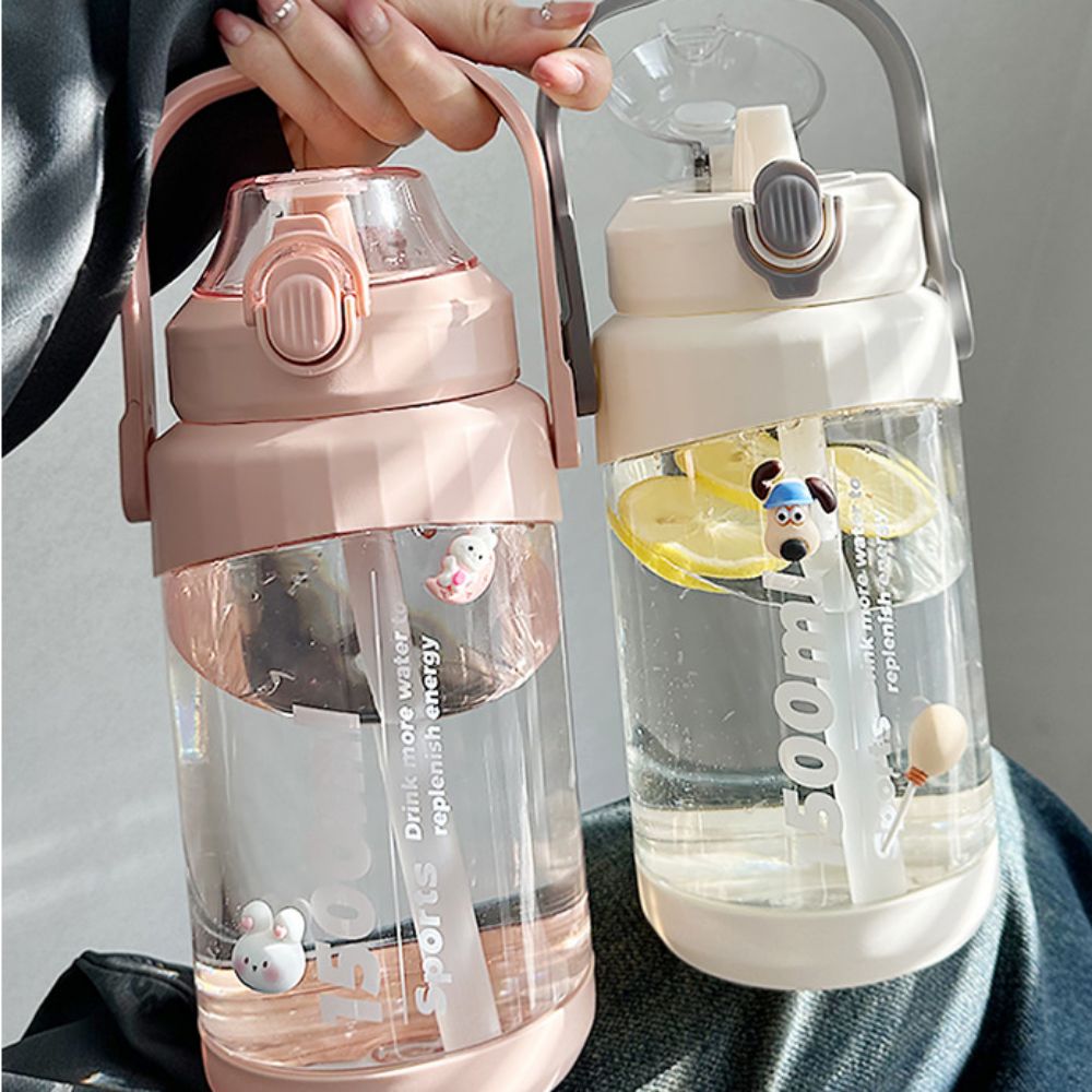 Portable with Straw Straw Sports Water Bottle With Handle .5L/2L Sports Fitness Water Cups Large Capacity Precise Scale Sports Fitness Water Cup Cycling