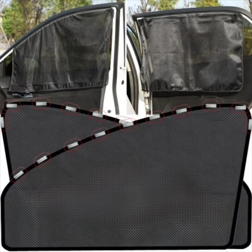 Universal Foldable Car Sunshade Magnetic Unobstructed View Window Sunshades UV Protection Nylon Mesh Car Sunshade Curtains Front Rear Auto Accessories