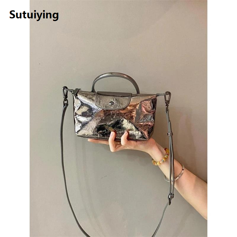 Sutuiying Dumpling Bag Women's 2025 New Arrival Fashion Mobile Phone Bag Bargain price Easiest for Match New Summer Silver Textured Shoul...WT390