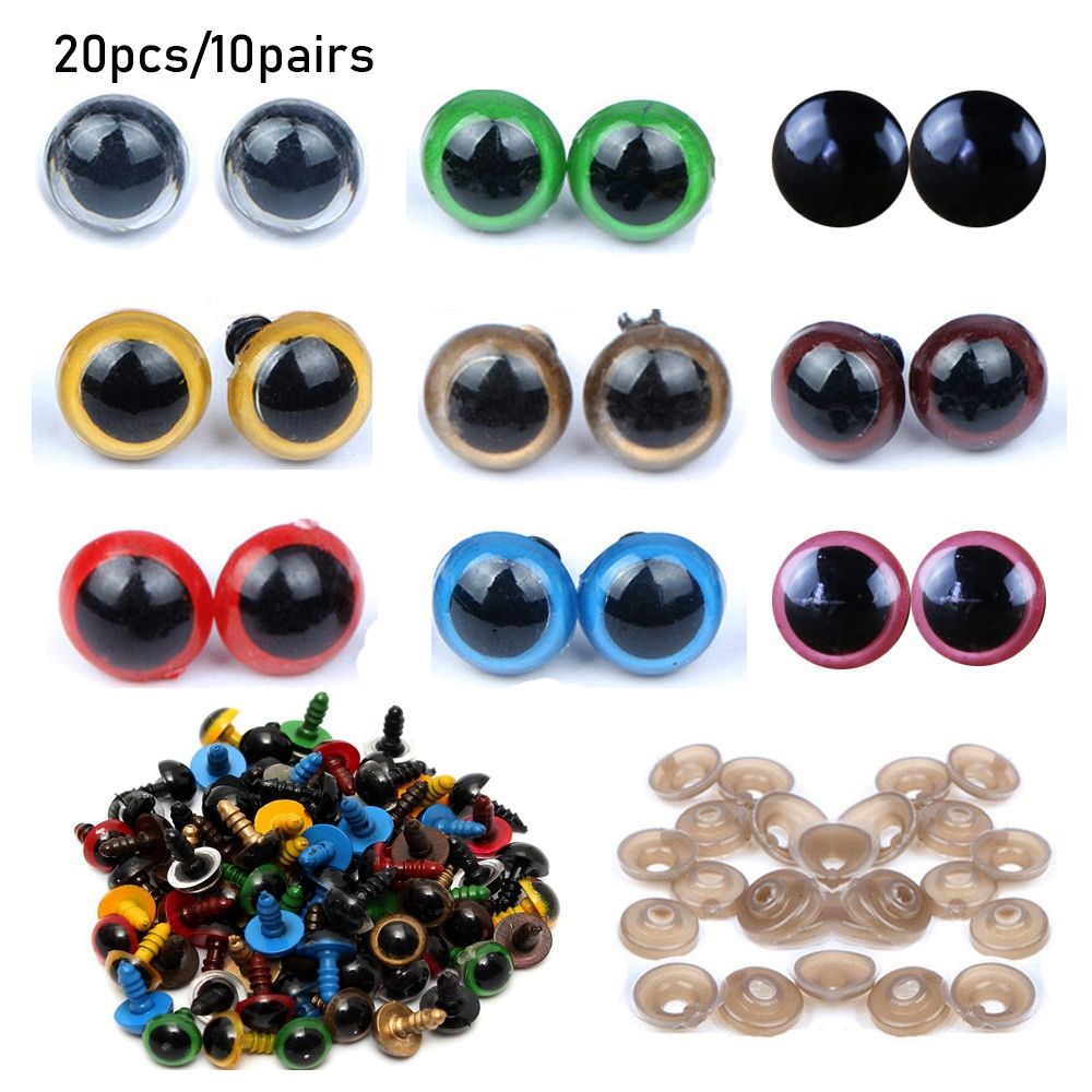 20pcs/10pairs Safety with Washer Plastic Dolls DIY Tools Puppet Crystal Eye Eyes Crafts Bear Animal Accessories