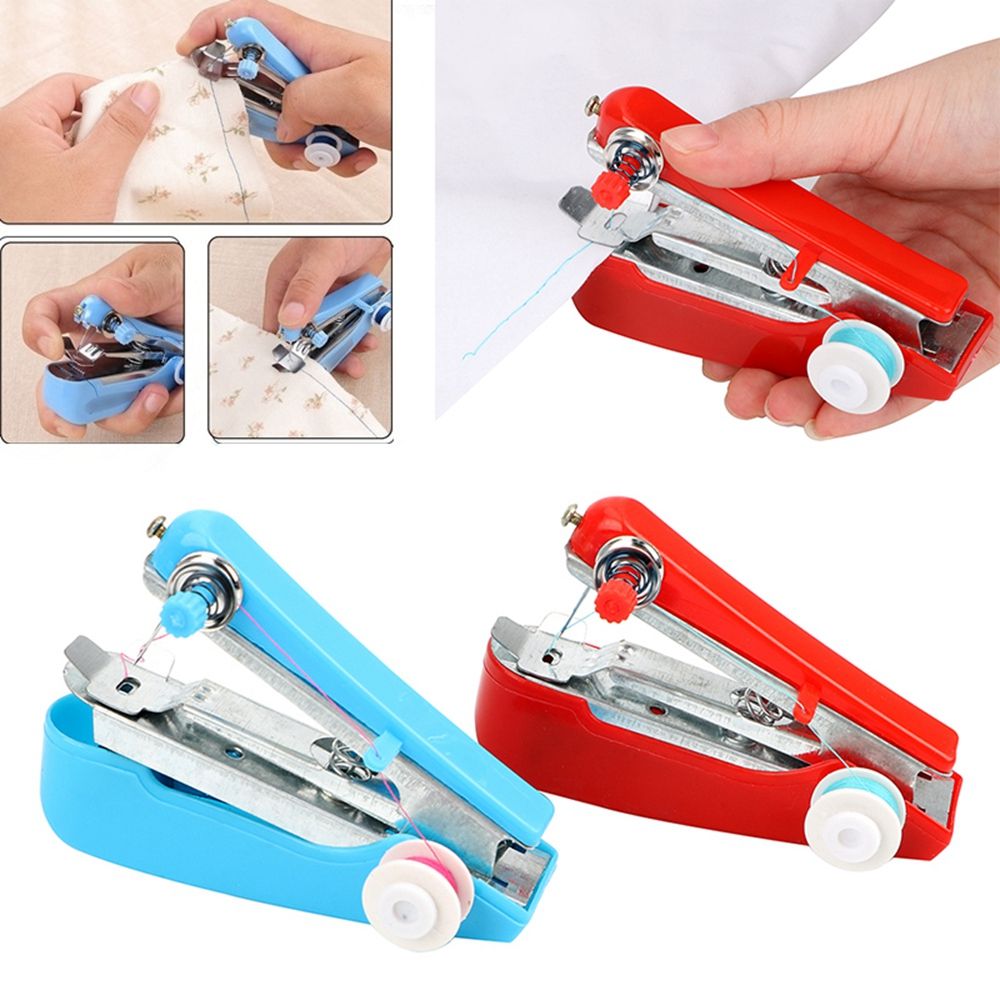 1pc Mini Manual Travel Handy Home Handheld Sewing Machine Needlework Tools Fabric Sewing