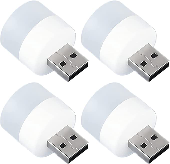 4 Warm Light LED Ambient Light Mini USB LED Light, LED Portable car Bulb, Indoor, Outdoor, Reading, Sleep By Perfect Point