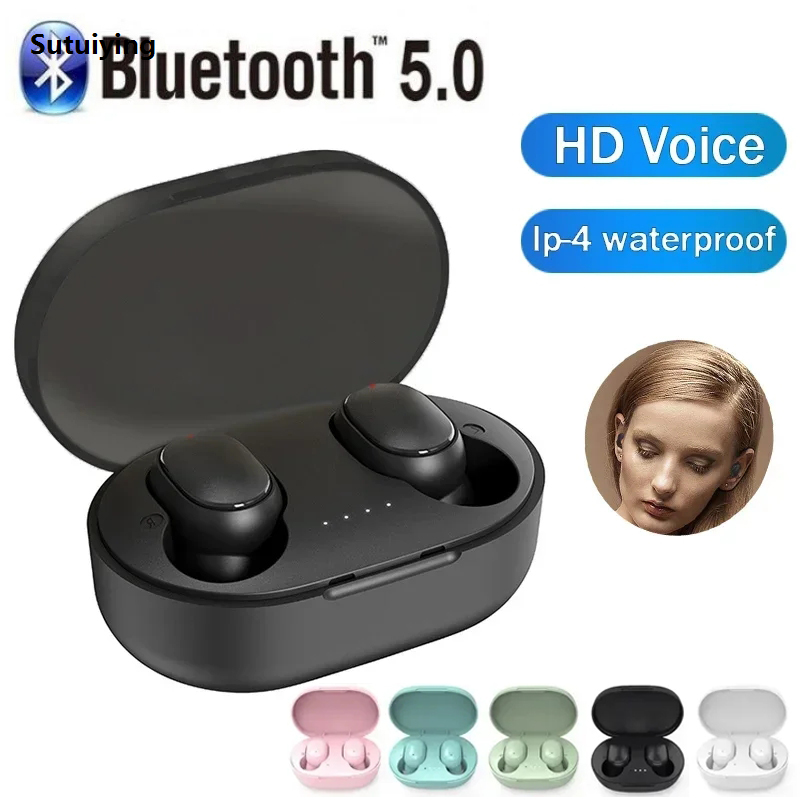 Sutuiying New Pro 6 TWS Wireless Headphones Bluetooth Earphone with Microphone Luxury Stereo Sport Headset Mini Music Earbuds for Smartphone