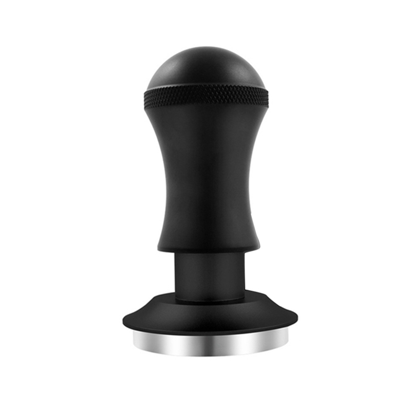 1 Piece Premium Barista Tools Tamper Stainless Steel with Spring Flat Bottom Black
