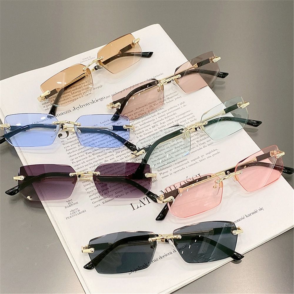Sunglasses for Men - Retro Rimless Rectangle Y2K Style