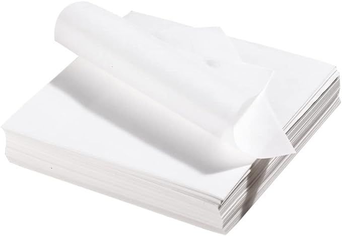 FR-KG Pack of 10 Pieces of 50 cm Length * 55 cm Width Each Butter Paper White Precut Sheet for ASMR Packing / Packaging / Cooking & Baking, Reusable Can be Used as Parchment Paper for Oven Butter Paper For Packing Wrapping Food Baking Cake Parchment