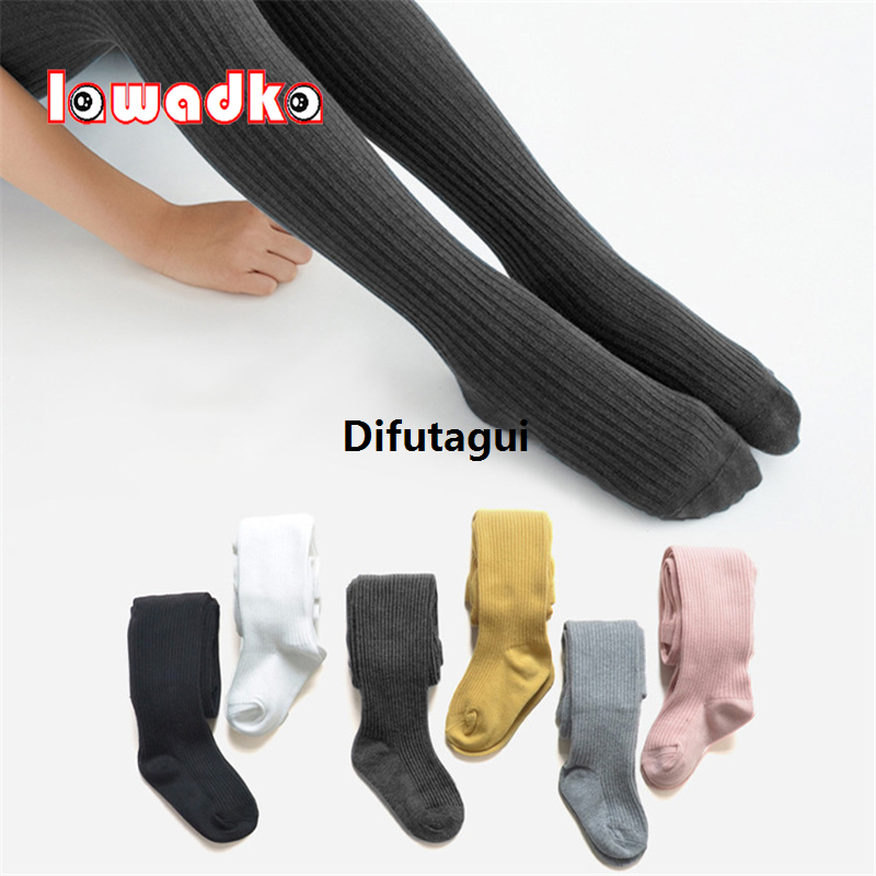 Difutagui Lawadka Spring Autumn Children Tights For Girls Cotton Knitted Kid's Bargain price Girls Pantyhose Solid Soft Baby Leggings White Black Tight
