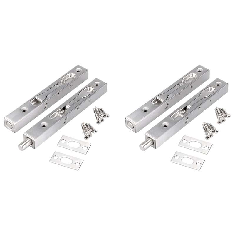 FORIDE 4 Pcs Door Flush Bolt - 6 Inch Concealed Security Door Lock for French Doors