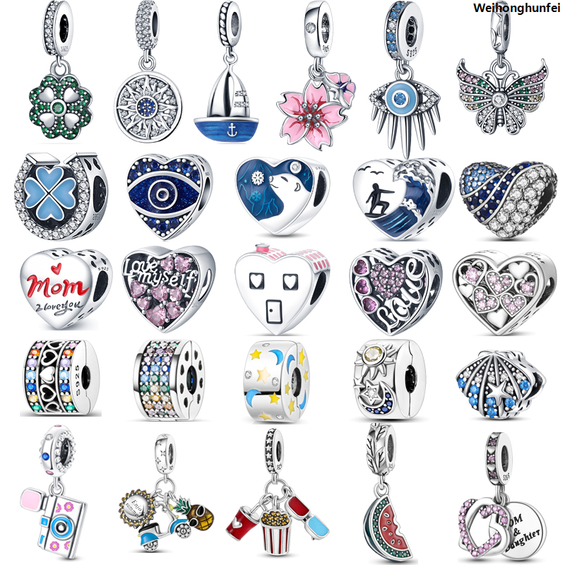 WeihonghunfeiBargain price The Latest Original Charm Four Leaf Clover Cherry Blossom Love Series Is Suitable For Girls To Make Jewelry During =Festivals