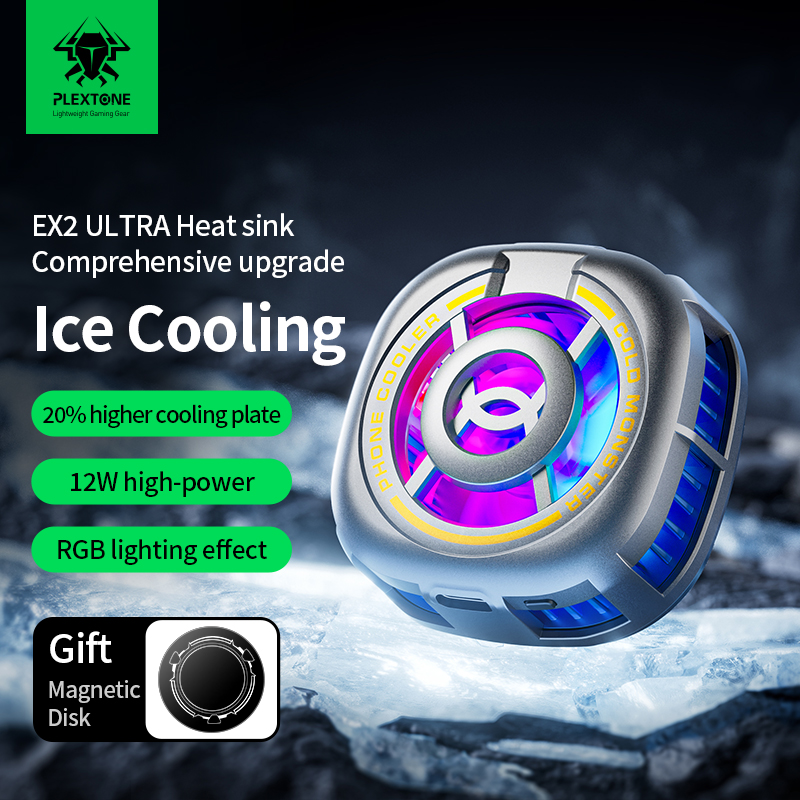 PLEXTONE EX2 ULTRA Magnetic Radiator for Mobile Phone Tablet PC Semiconductor Refrigeration Cooling RGB Light Efficiency Fan