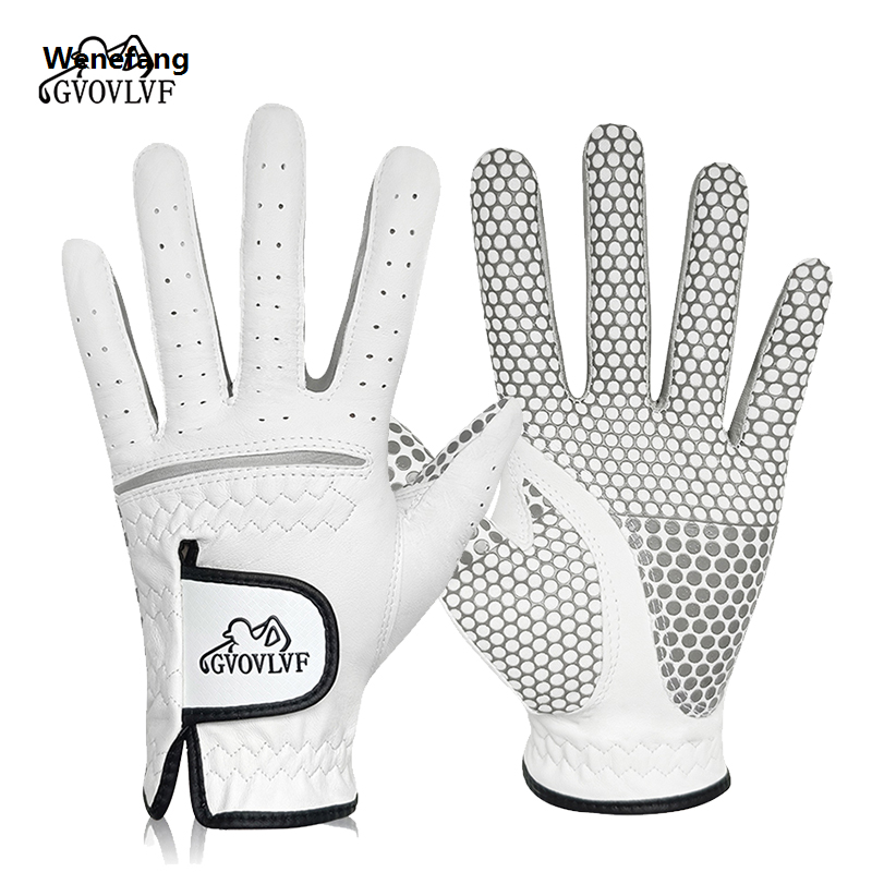 Wenefang GVOVLVF Golf glove Genuine Sheepskin Leather for Men White Breathable Glove for golfer Anti Slip Soft and Comfortable