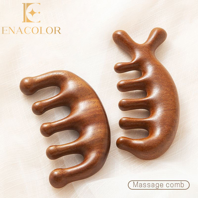 Enacolor Massage Scalp Meridian Comb Brown Resin Comb Imitation Wooden Comb Fahion New
