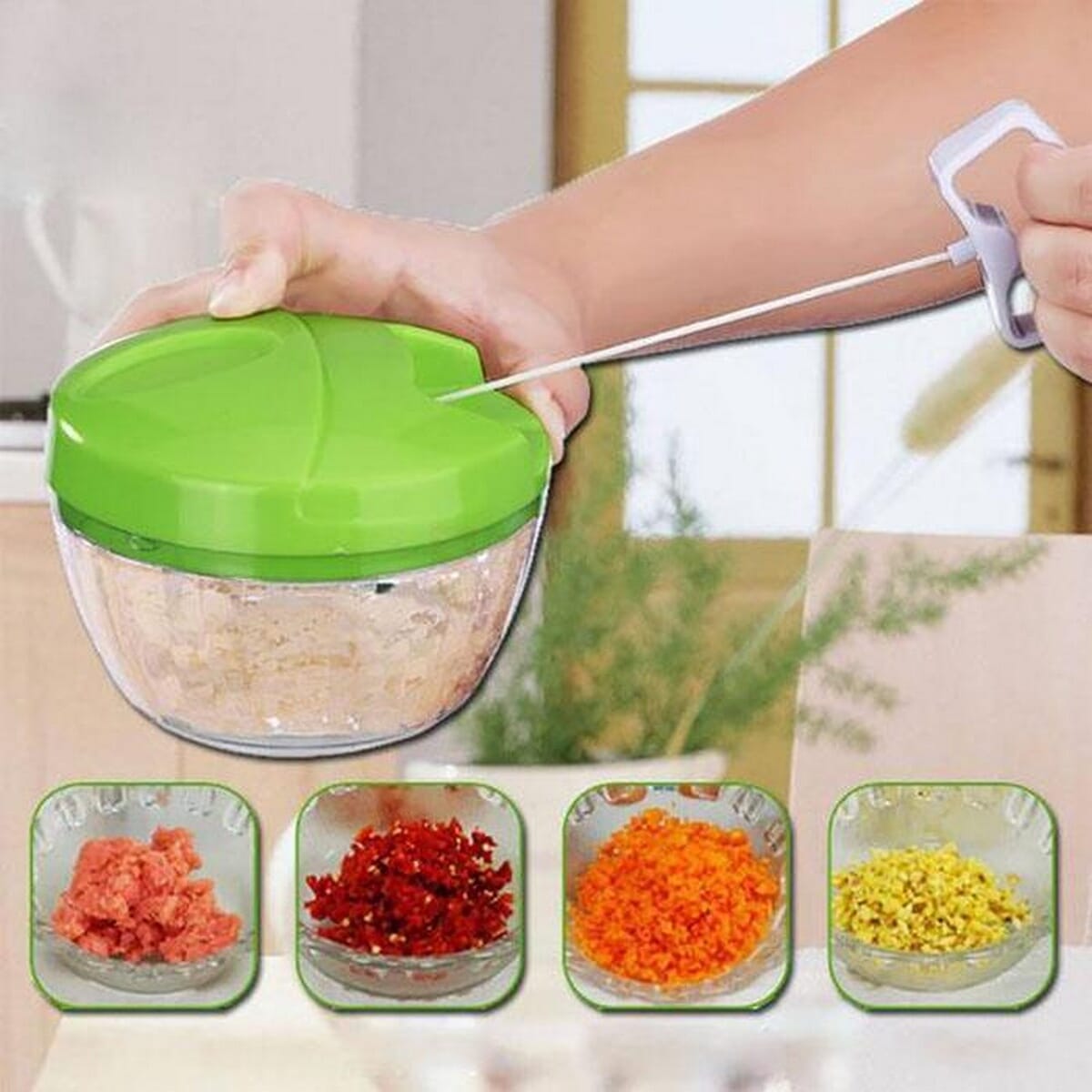 Multi-Functional Speedy Food Chopper With 3 Blades - Easy To Use Hand Held Food Chopper For Kitchen Multi Color