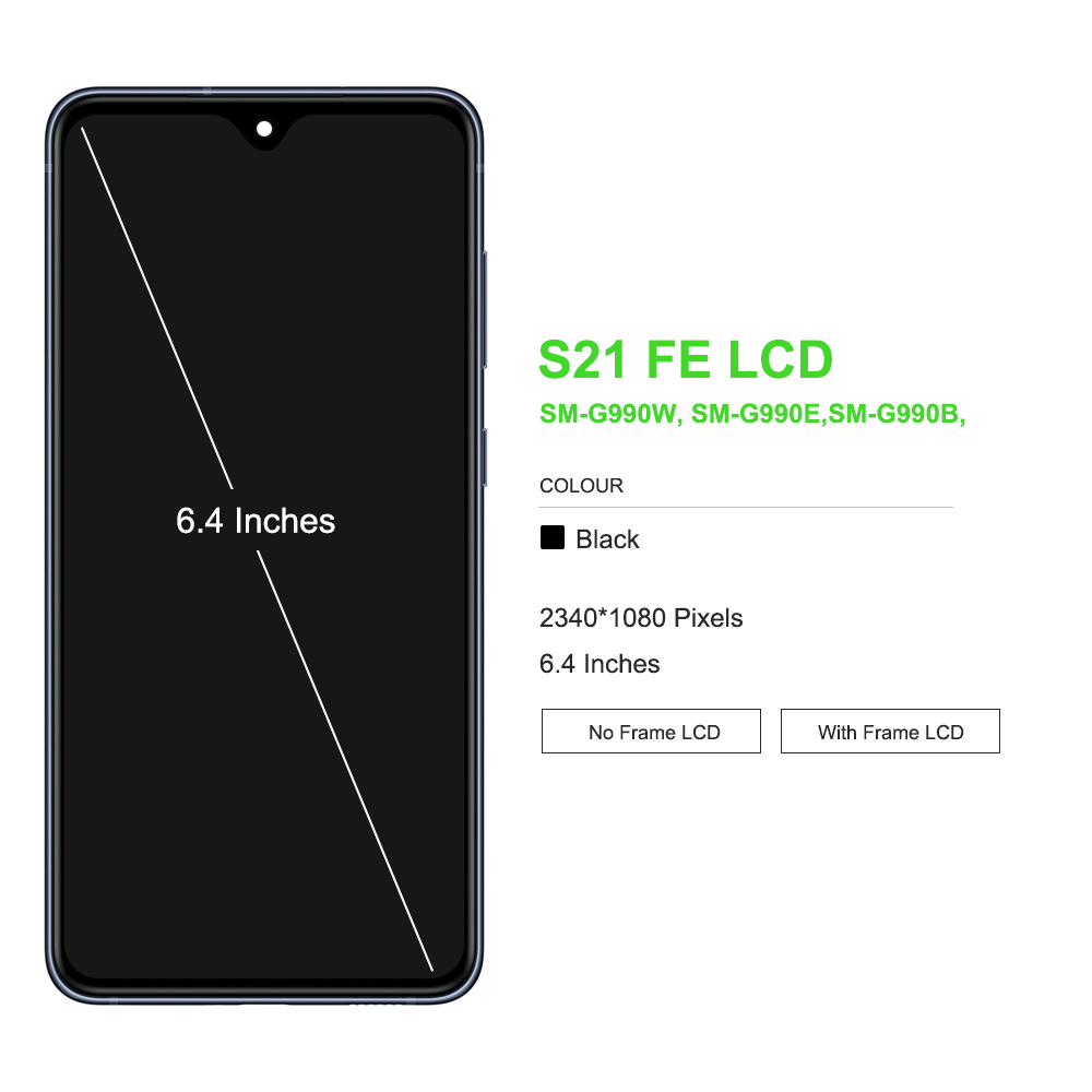 HOT AMOLED S21FE Display+Frame For Samsung S21 FE 5G G990 G990B G990U G990B/DS G990E LCD Display Touch Screen Digitizer assembly