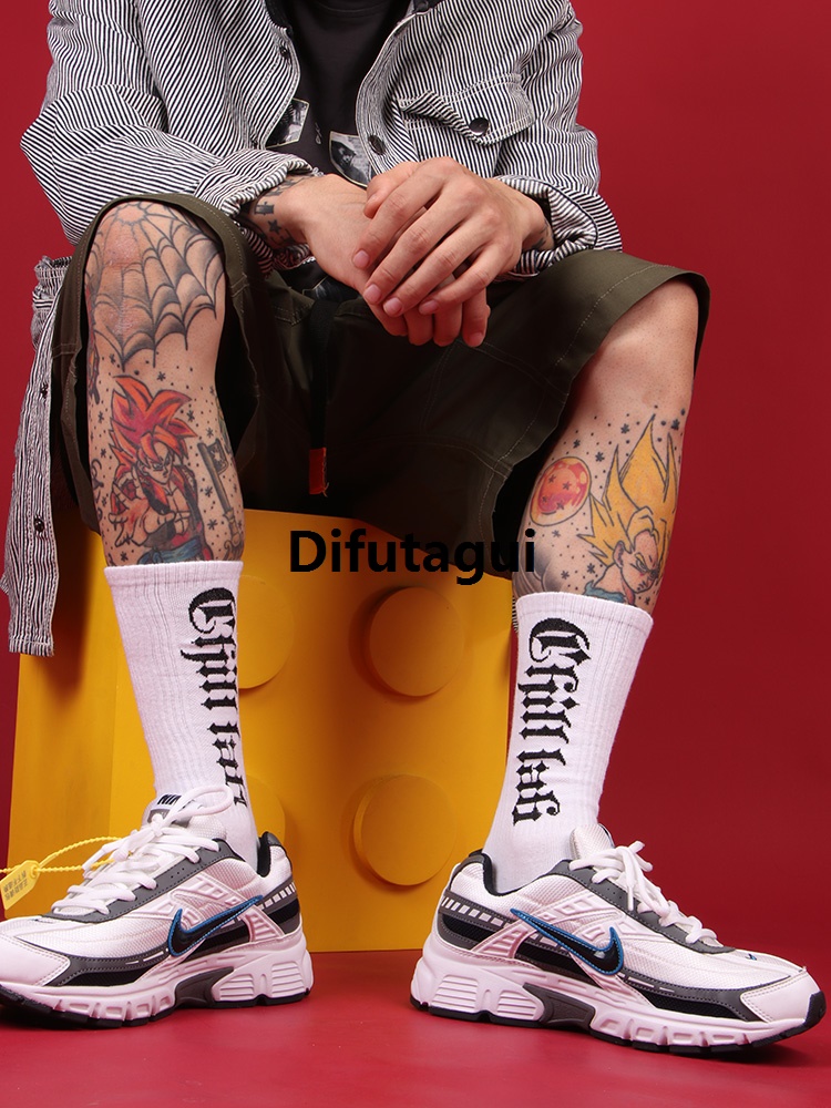 TREND CLOWN CLASSIC SOCKS BLACK SKATEBOARD HIP HOP LABCHILL HOT SELLING GOTHIC ALPHABET MEN'S STREET WHITE LADIES STOCKINGS