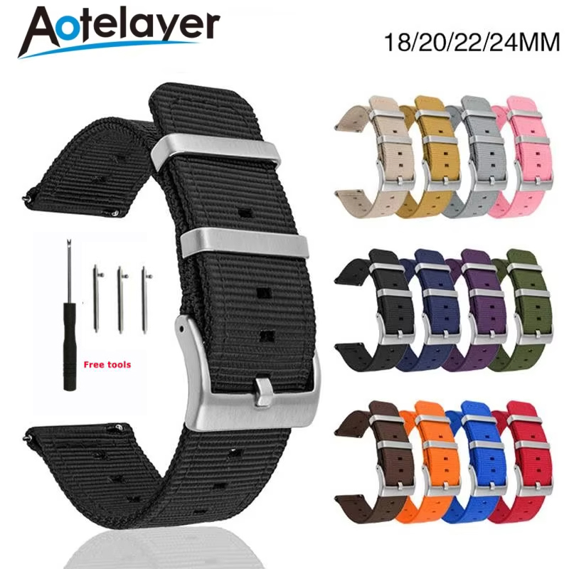 Premium Sailcloth Watch Strap Waterproof Durable Nylon Watchband 18mm 19mm 20mm 21mm 22mm 24mm Quick Release Sport Band For Men