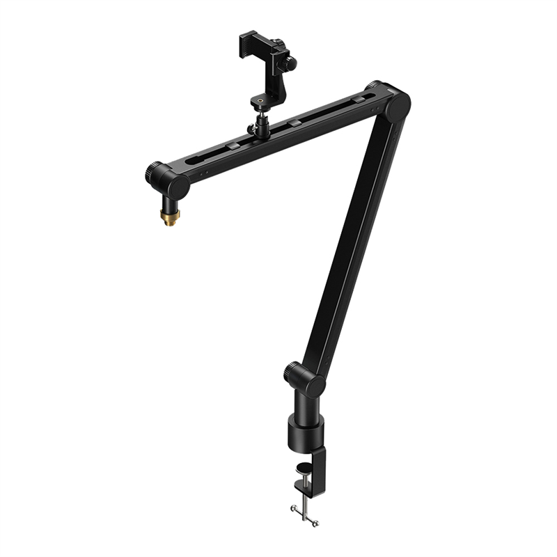 ARELENE 360 Degree Adjustable Microphone Stand with Phone Holder Live Streaming Heavy Duty Boom Arm Microphone Holder