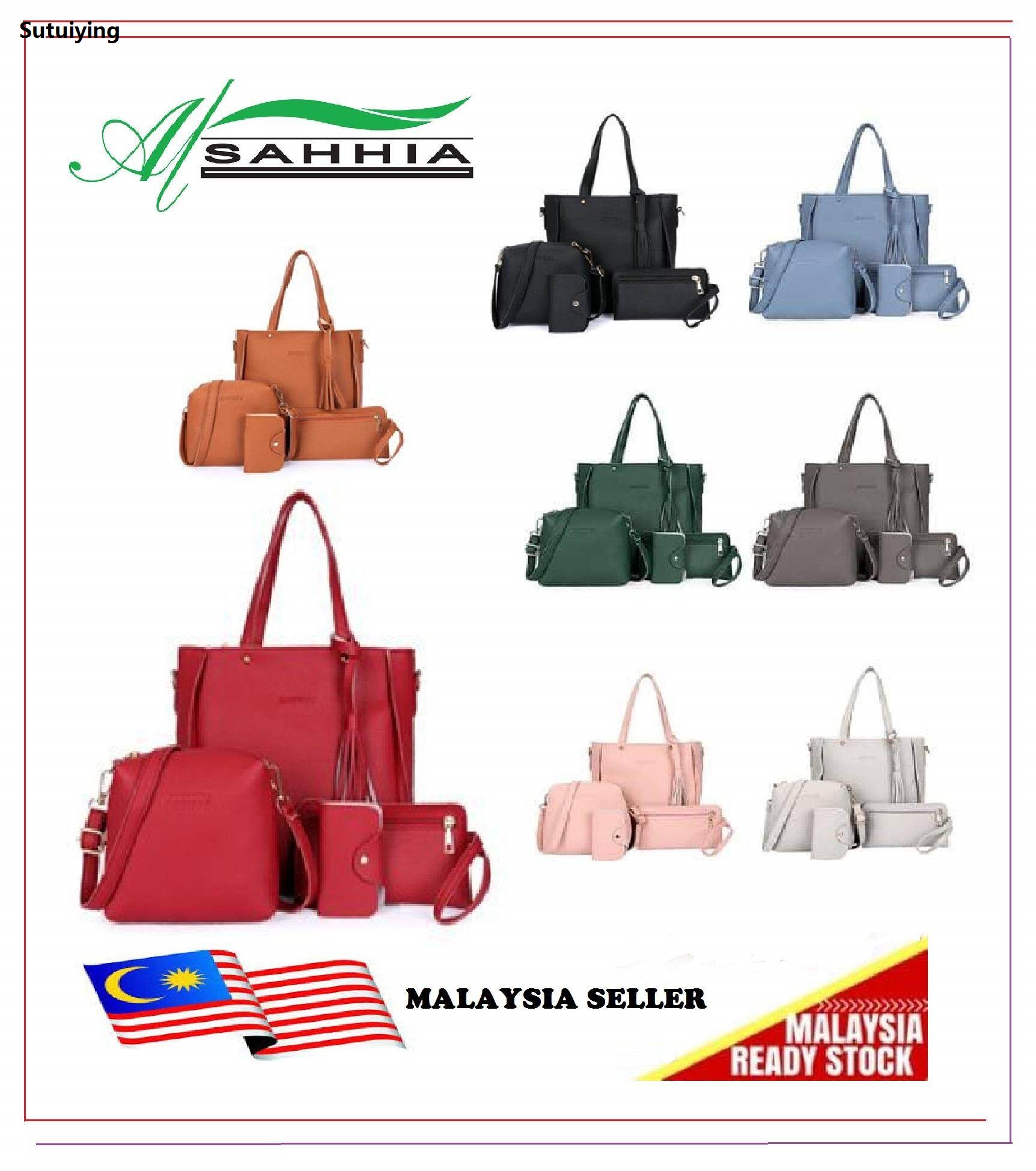 Sutuiying 1R3 Al Sahhia Ready Stock 4 in 1 Sammi Casual Sales promotion Purse Shoulder Bag + Sling Beg Tangan Handbag