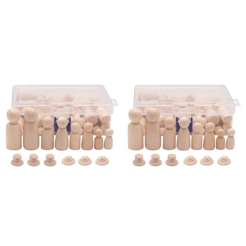 OYPFXMI Wooden Peg Dolls, 112PCS Unfinished Decorative DIY Angel Tiny Doll Bodies Painted Natural Wooden People with Hats
