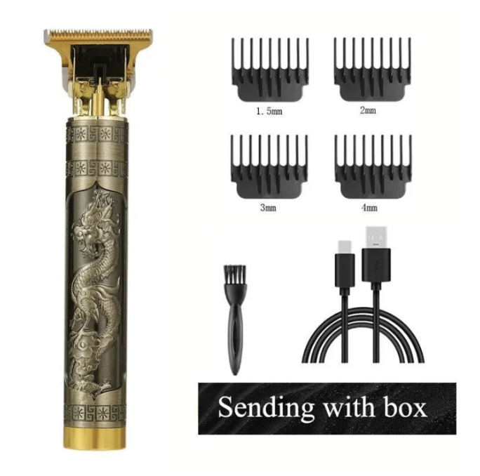 2025 NEW PROFESSIONAL VINTAGE DRAGON STYLE TRIMMER FOR MEN T9 HAIR TRIMMER AND CLIPPER,USB RECHARGEABLE T9 HAIR TRIMMER,SHAVING MACHINE FOR MEN,MEN HAIR REMOVING MACHINE,GROOMING KIT FOR MEN,T9 T-SHAPED BLADE WITH 0mm GAPED