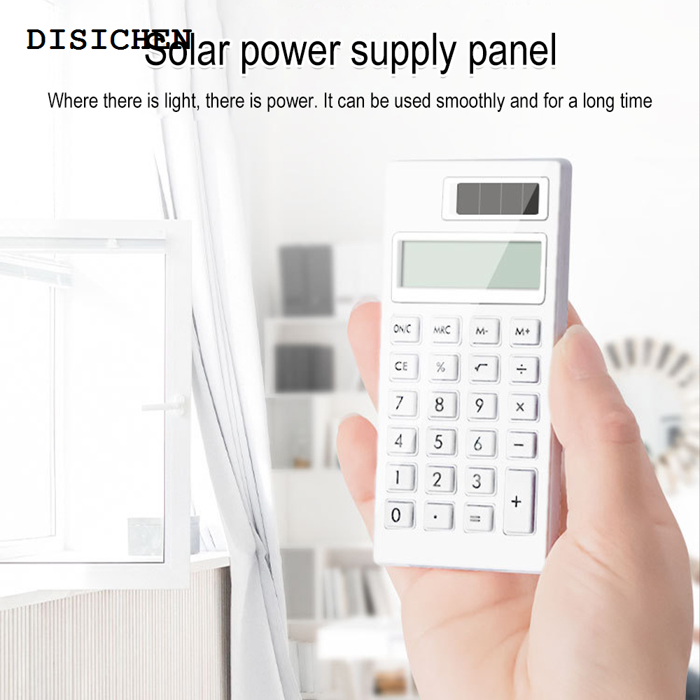 DISICHEN Hot Selling Portable 12 Bit Mute Calculator Pocket Ultra Thin Small Solar Calculator School Office Electronic Calculator Student Supplies