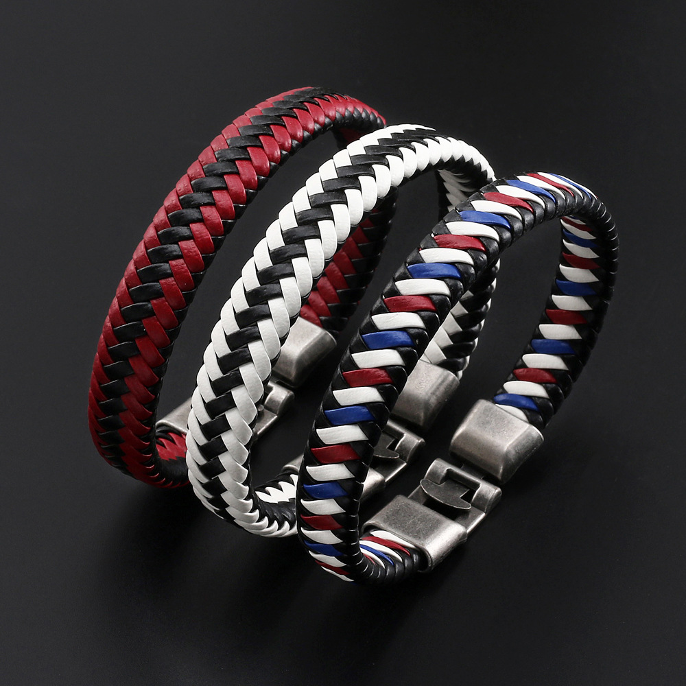 【New Arrivals】Bracelet Men's Summer 2018 Charm Leather Hand Jewelry Multi-color Pattern Alloy Hidden Buckle Women's Bracelet