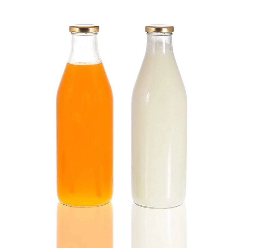 Glass Water/Milk Bottle -1 Liter Capacity (2 SET)