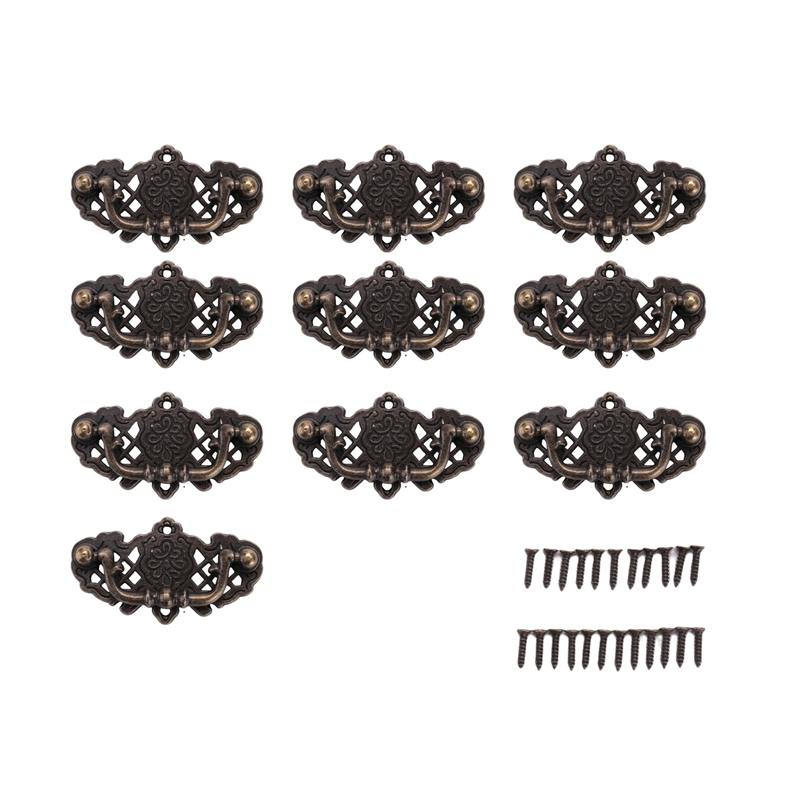 NAMUNY 10 Pack Vintage Kitchen Cabinet Pull Furniture Drop Pull Drawer Handles Bedroom Dresser Knobs Antique Bronze