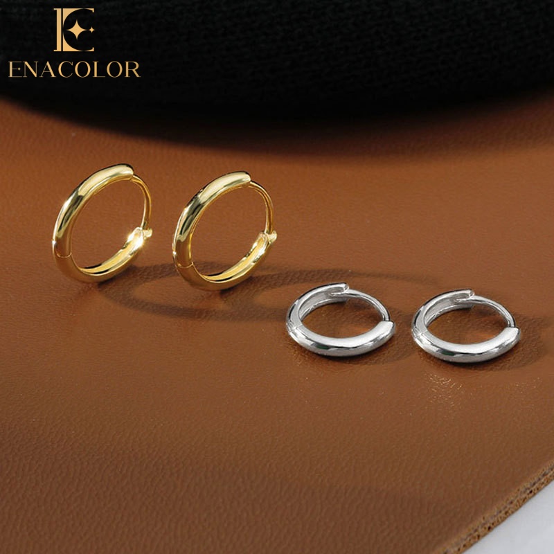 Enacolor Elegant Female Round Gold Silver Metal Earrings New 2025