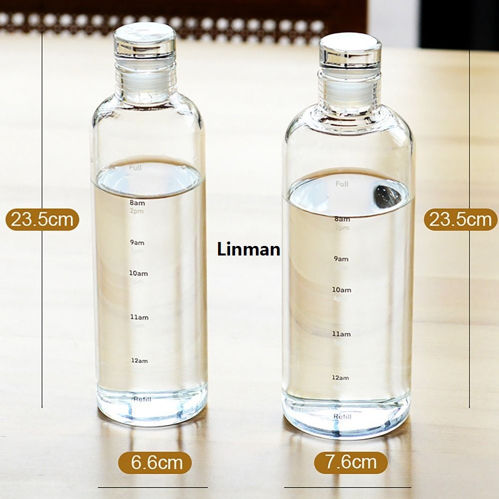 Linman Portable 500/750ML Water Bottle Timescale Transpare2025 New nt Juice Bottle Leakproof Tea Coffee Cup for Student